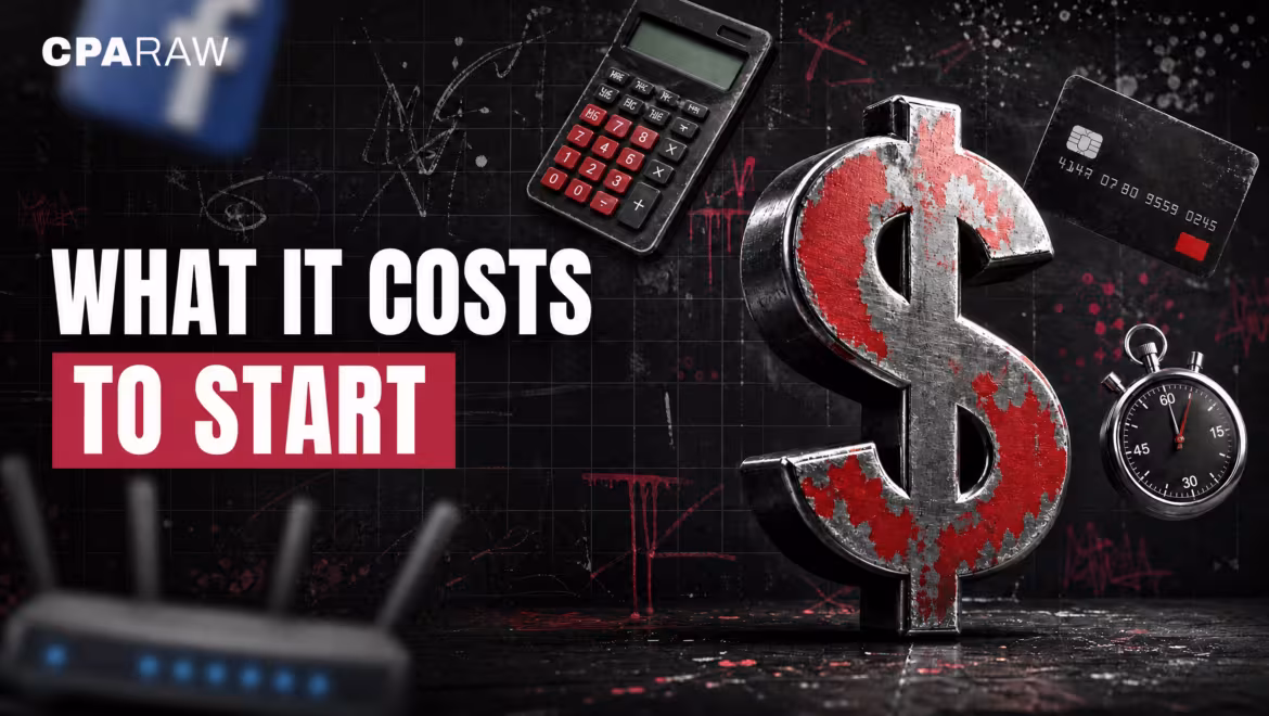 How much it costs to start media buying: metallic dollar sign, calculator, and card on an urban background